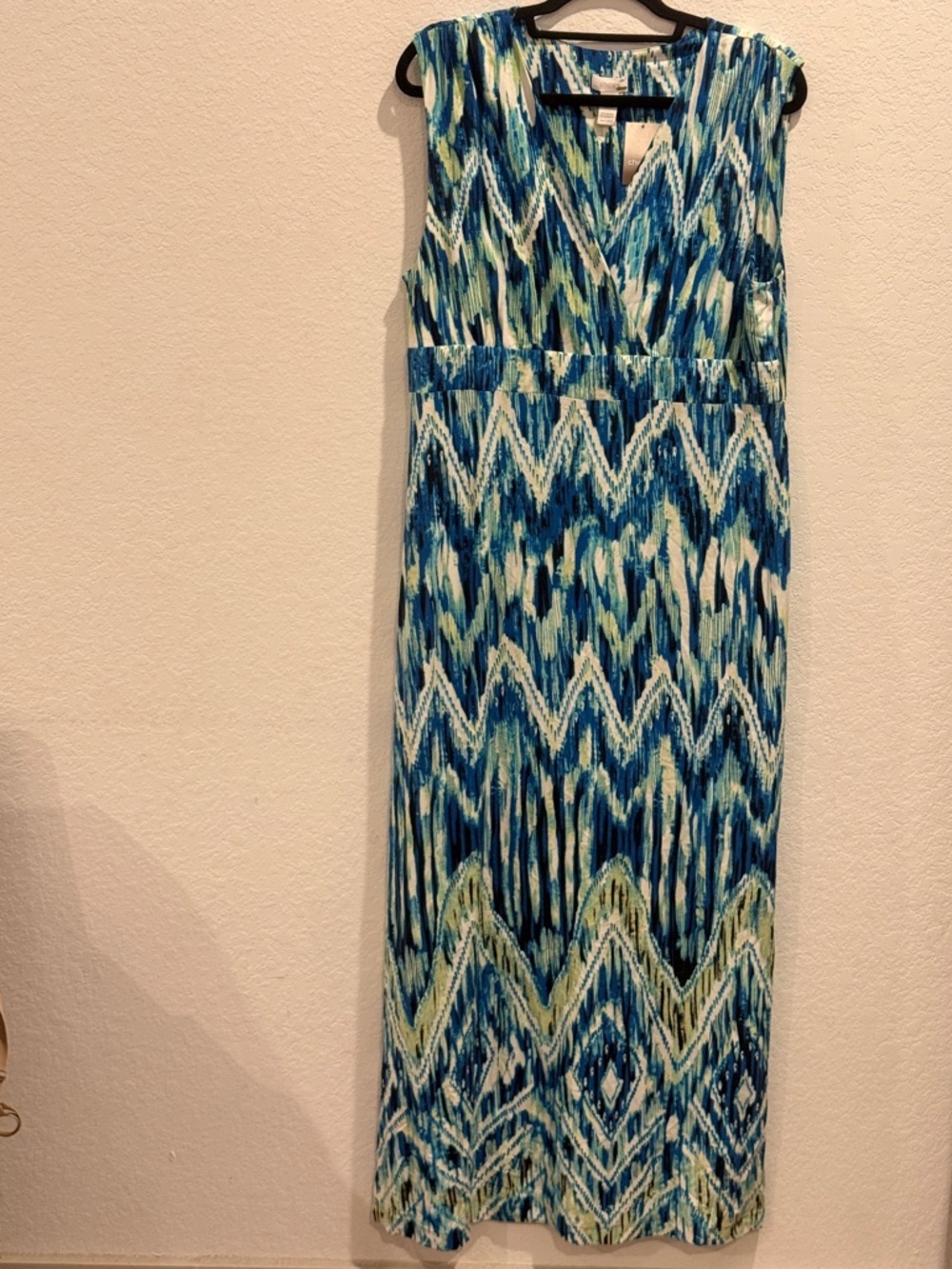 Chico's Blue, White & Aqua Chevron Maxi Dress